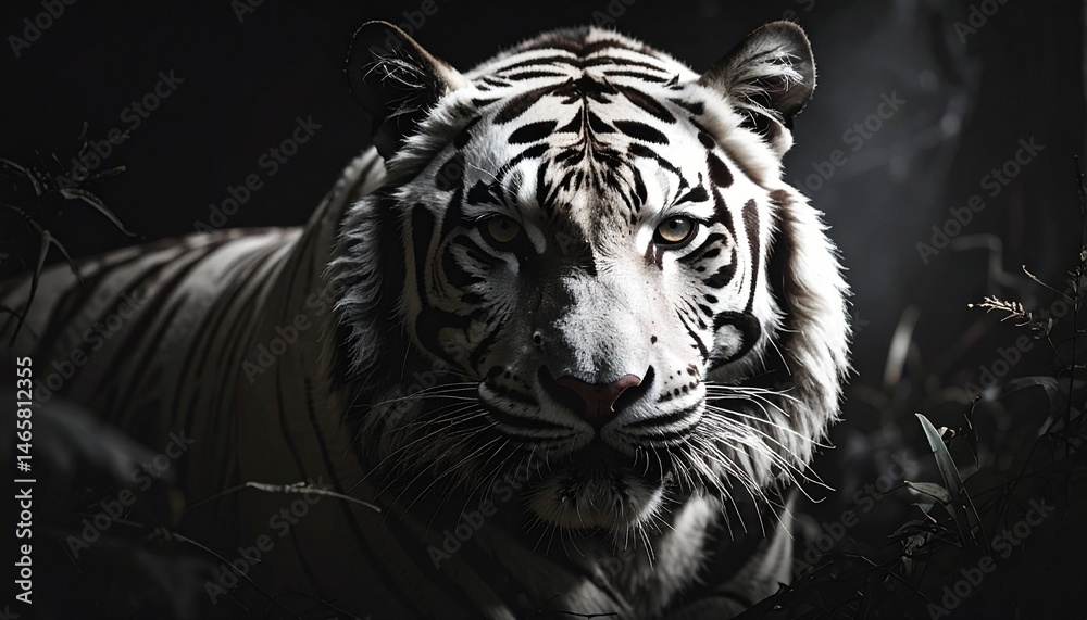 Obraz premium white tiger wallpaper with dark background