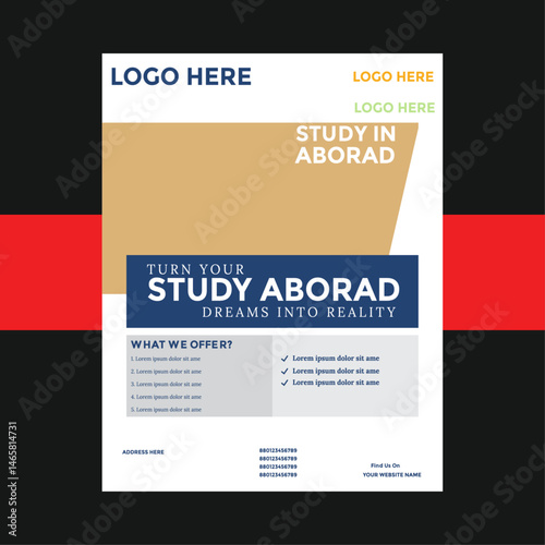 Study abroad social media post or higher education social media web banner square flyer template set.