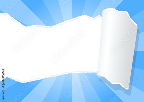 サンバーストと破れた紙の背景素材、フレーム