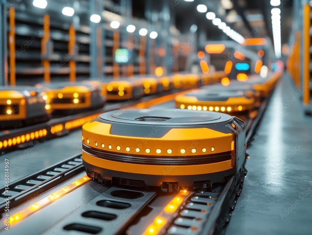 A wideangle view of a warehouse with automation systems for stock management, Automated Warehouse, Advanced and efficient