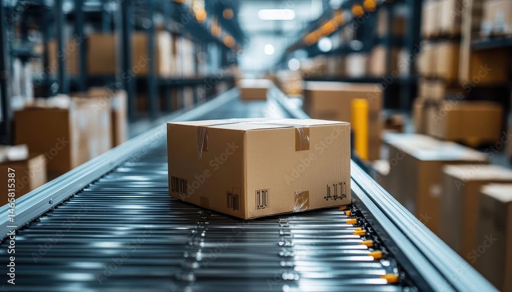 A wideangle view of the packing area in a distribution center, Order Packing, Organized and busy