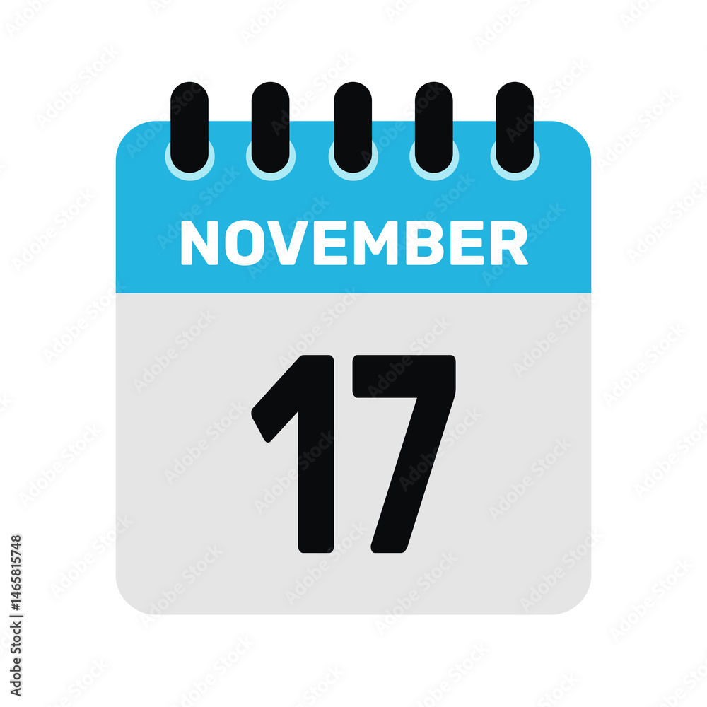 november 17 calendar icon Vector page month design november 17 calendar icon Vector page month design