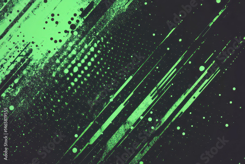 Neon Green Halftone Splash Abstract Background