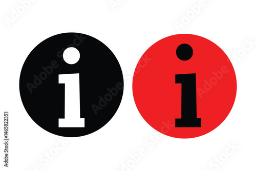 Information vector icons isolated on white background. Black and blue information ico