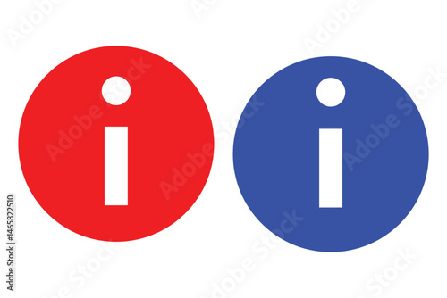 Information vector icons isolated on white background. Black and blue information ico