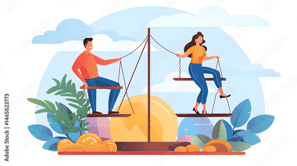 Obraz premium Work Life Balance Icon: Promoting Healthy Living and Managing Workplace Stress Effectively