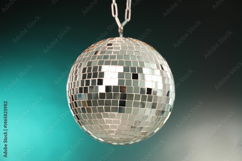 Fototapeta premium Shiny disco ball on color gradient background
