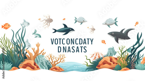 World Oceans Day Wildlife Poster Design Featuring Various Sea Animals in Vibrant Colors