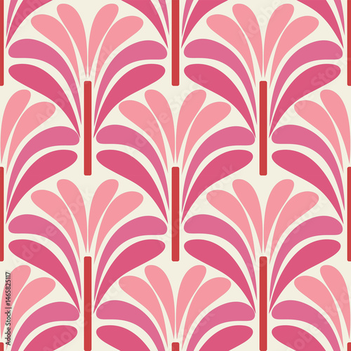 Vertor floral ogee geometrical motifs background. abstract repeat wallpaper.Seamless pattern anthemion damask wallpaper illustration.floral pattern in deep pastel color.Digital art deco pattern.
