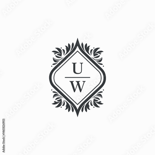 UW Initials Wedding Logo Vector Art  Icons  and Graphics