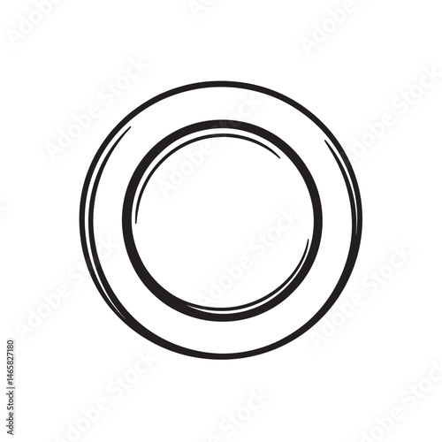 A simple double ring illustration offers a clean element with black lines
