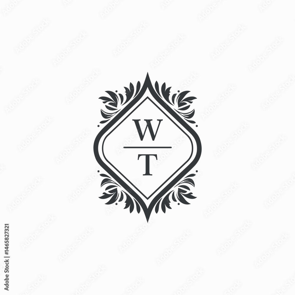 Fototapeta premium WT Initials Wedding Logo Vector Art Icons and Graphics