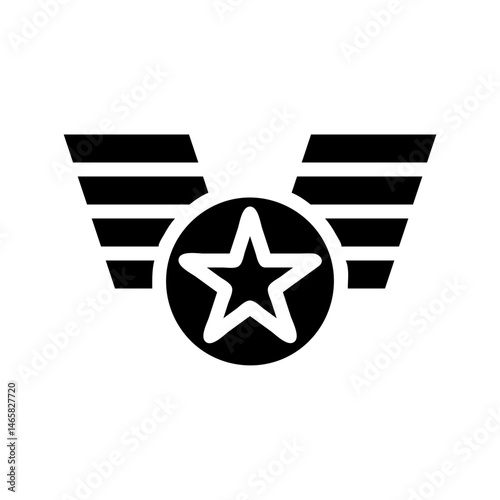 Geometric star emblem with winged stripes represents recognition symbol
