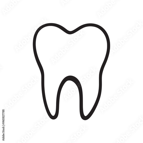 A simple line art tooth with black outline looks very sleek, transparent background