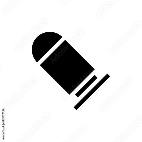 Isolated depiction of a bullet vector, a symbol of firearms and ammunition