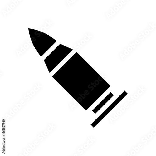 Sleek black bullet icon against a white background, angled for dynamic impact