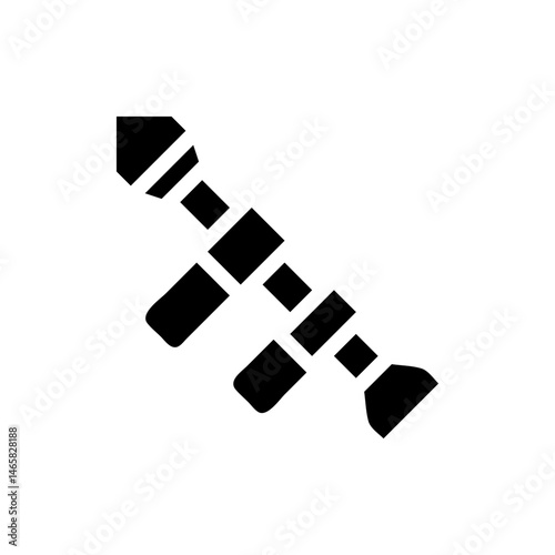 Abstract representation of a black rocket launcher silhouette on white background