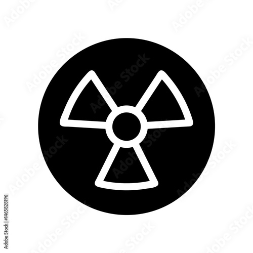 Stylized depiction of a radiation symbol within a dark circular boundary