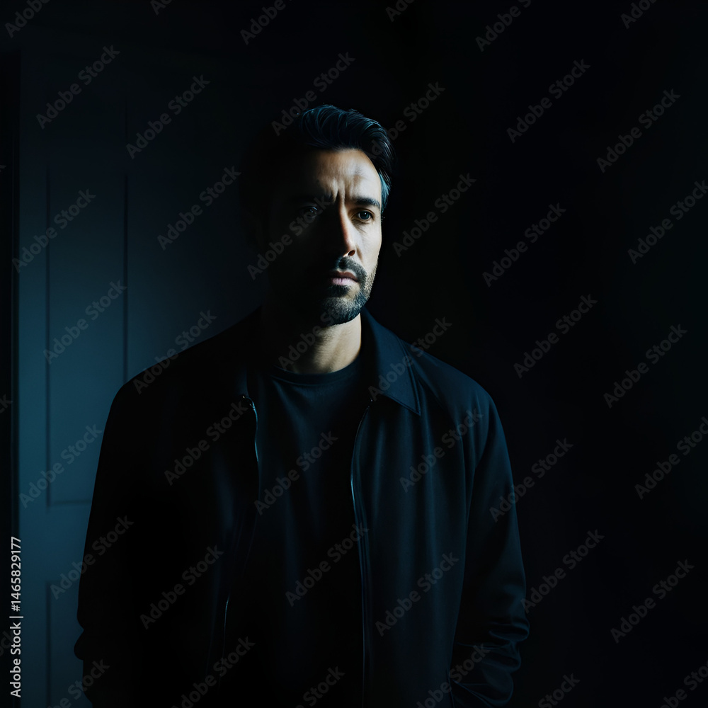Obraz premium Man in Dark Room