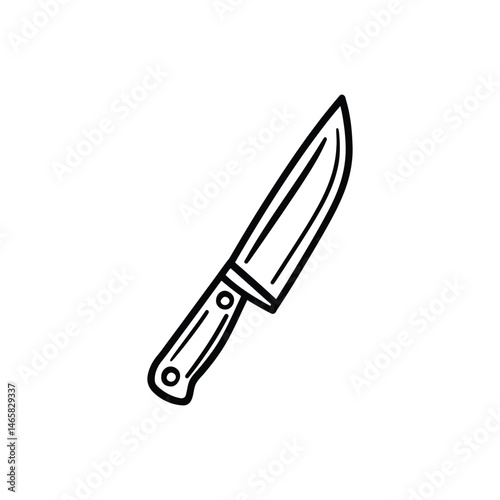 A single outlined cleaver knife is presented on a stark white transparent backdrop
