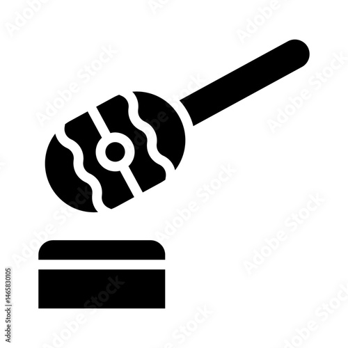 Stylized representation of a honey dipper and receptacle, a minimalist graphic