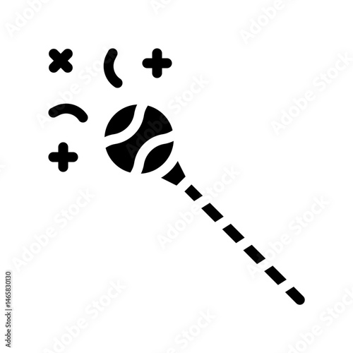 Enigmatic charm: Simplified depiction of a magical wand, sparking enchantment