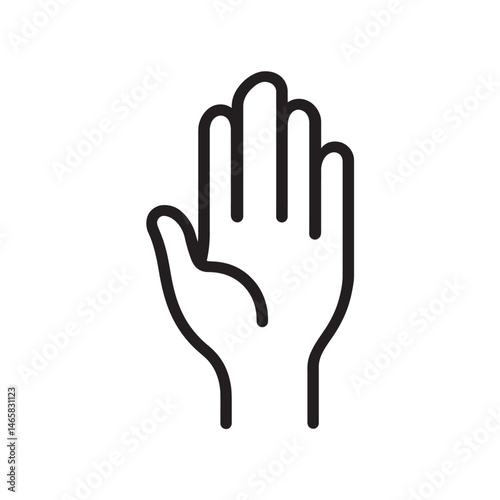 A stylized hand shows a gesture with outlined fingers, transparent background