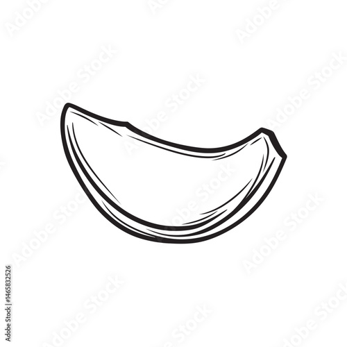 An abstract monochrome sketch portrays a solitary garlic clove on a transparent background