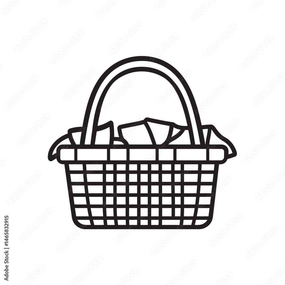 An empty picnic basket outline evokes simple joys and outdoor adventures, with transparent background An empty picnic basket outline evokes simple joys and outdoor adventures, with transparent background