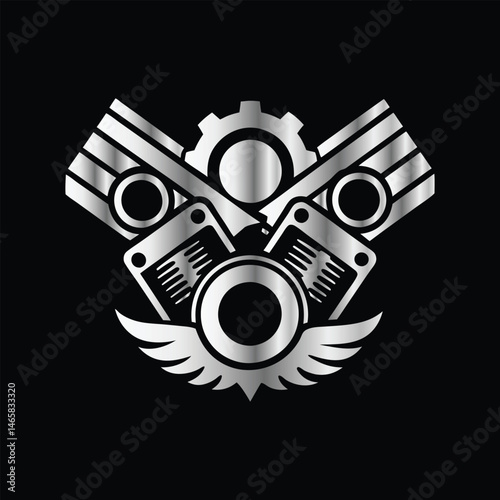 Auto Repair Service Icon Vector Logo Design Template. Car Mechanic Logo. Piston and Cog Wheel Gear Icon Vector Logo Template Design Illustration.
