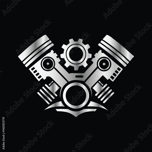Auto Repair Service Icon Vector Logo Design Template. Car Mechanic Logo. Piston and Cog Wheel Gear Icon Vector Logo Template Design Illustration.

