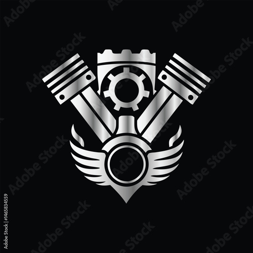 Auto Repair Service Icon Vector Logo Design Template. Car Mechanic Logo. Piston and Cog Wheel Gear Icon Vector Logo Template Design Illustration.

