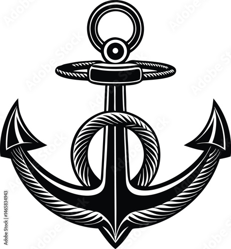 Classic fluke anchor design with centered ring simple vector illustration for maritime concepts
