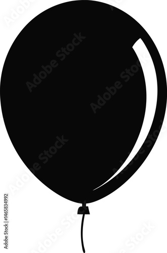 Simple black silhouette of a balloon vector design with high contrast and clean lines