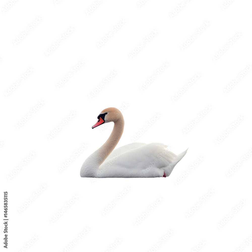 Fototapeta premium Elegant White Swan on Transparent Background - Graceful Waterfowl Portrait