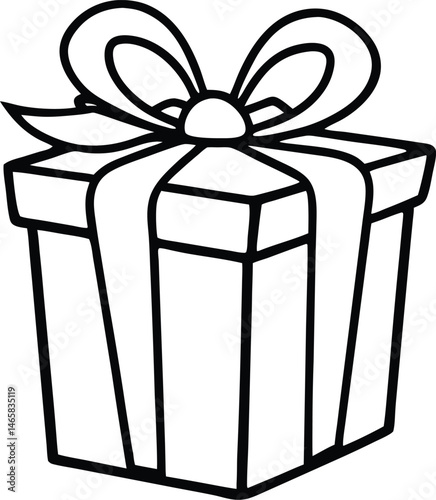 Black silhouette design of a wrapped gift box for celebrations and special occasions