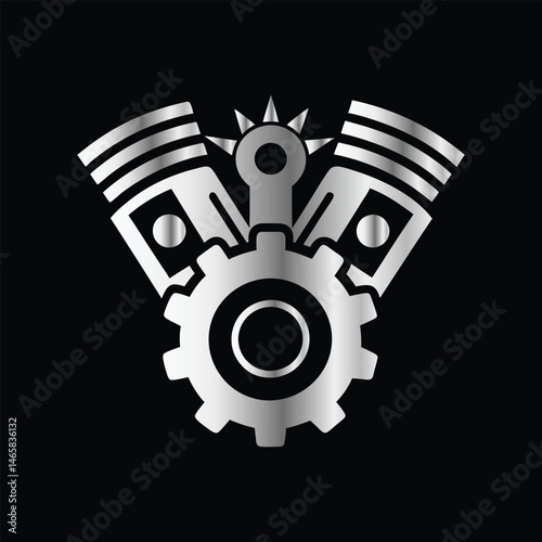 Auto Repair Service Icon Vector Logo Design Template. Car Mechanic Logo. Piston and Cog Wheel Gear Icon Vector Logo Template Design Illustration.
