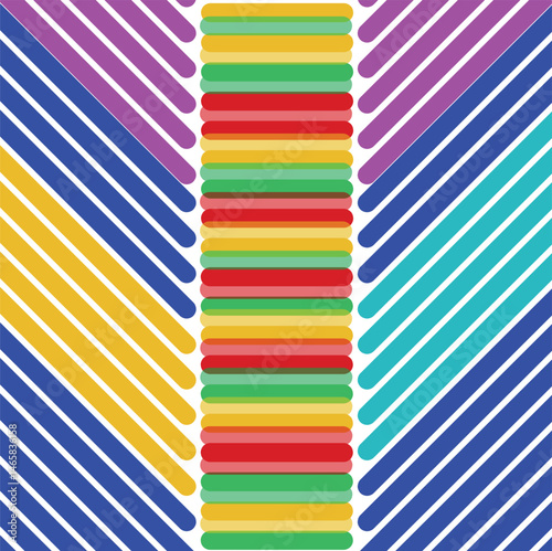 A colorful rainbow texture in the form of large thick stripes or sticks in different directions.