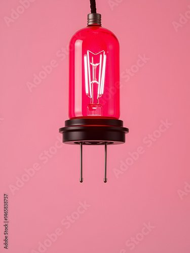 red halogen electric lamp, isolated