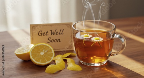Preparing Herbal Tea with Lemon for a Get Well Soon Message