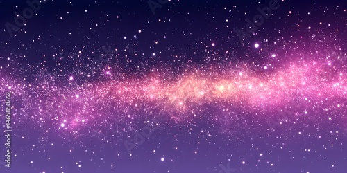 A stunning cosmic view showcasing a vibrant pink galaxy against a vast night sky, filled with twinkling stars