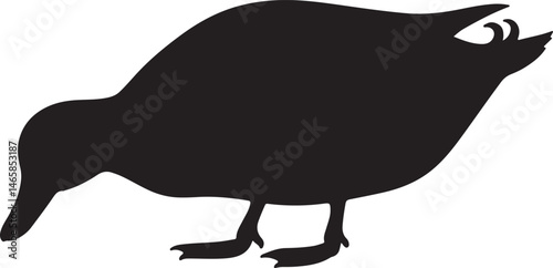 Pecking Duck Silhouette