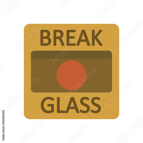 Square Warning Symbol Featuring Break Glass Text and Safety Indicator