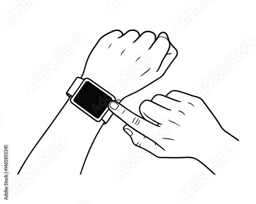 Hand Wearing Smartwatch Interface Vector Illustration Art