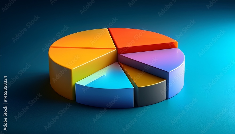 Fototapeta premium layered 3D pie chart with soft gradients and floating labels-