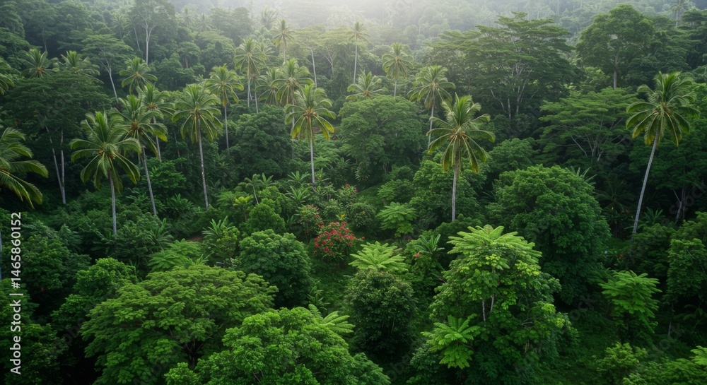 Obraz premium Lush Green Tropical Forest Aerial View