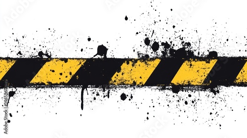 Yellow and black police tape is used to convey the concept of danger of a crime scene, damage, or area that is in an unstable condition during an investigation in an abstract view.