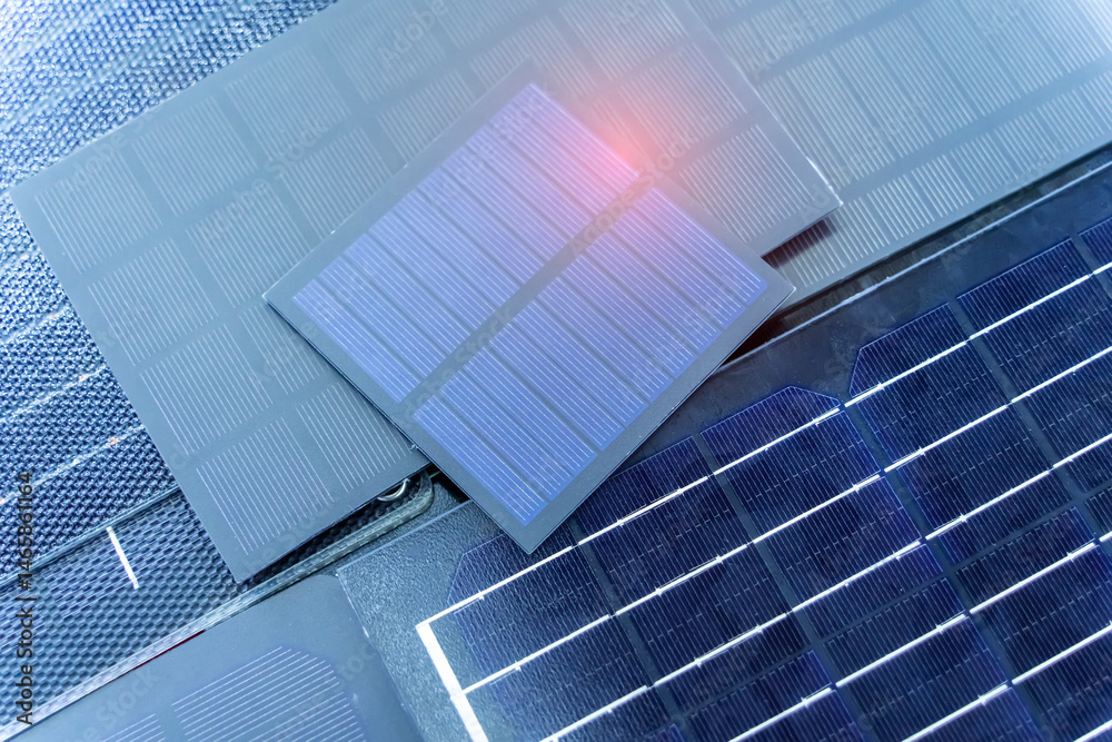 Obraz premium Various solar cell for solar panel. element high efficiency.