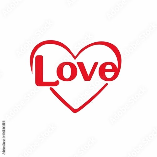 Red Heart with Love Text Valentine's Day Design Concept