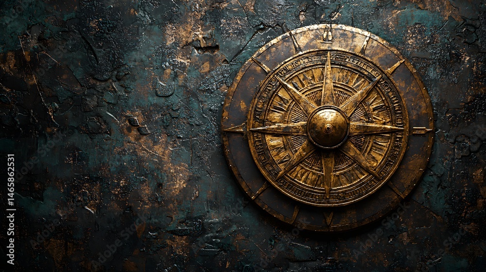 Obraz premium Intricate ancient celestial calendar crafted from weathered metal